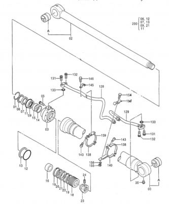 Excavatrice Bucket Cylinder Assy