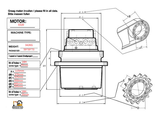 Parties d'accessoires pour excavatrice E322C E324D E325C E325D Moteur de voyage Assy 199-4521