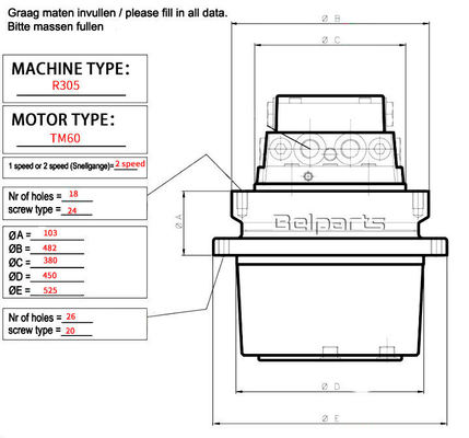 Hyundai R305 R335 R290-7 R300LC-9S Moteur de déplacement hydraulique 31N8-40011
