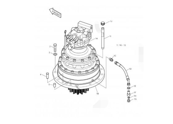 Moteur hydraulique rouge 255LC-V solaire DX255 401-00352 d'oscillation de pièces d'excavatrice